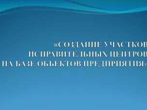 Создание участков исправительных центров на базе объектов предприятий