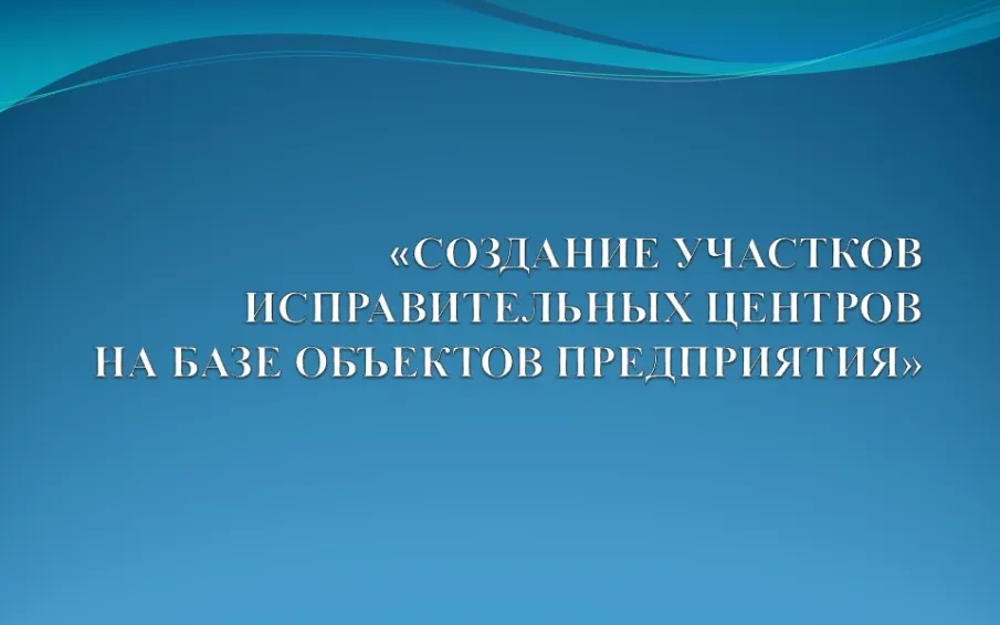 Создание участков исправительных центров на базе объектов предприятий